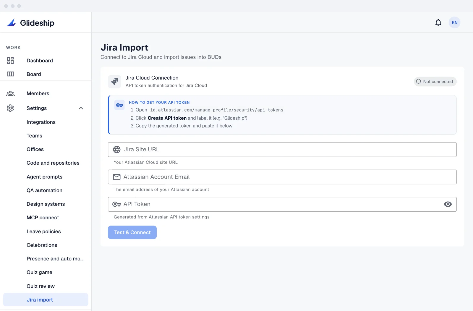 Jira import — connect Jira Cloud and import issues into BUDs